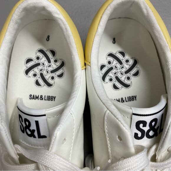 Sam & Libby Sneaker Lace Up Shoe White Tan Flat Comfort Womens Size 8 NIB NEW - Picture 4 of 9